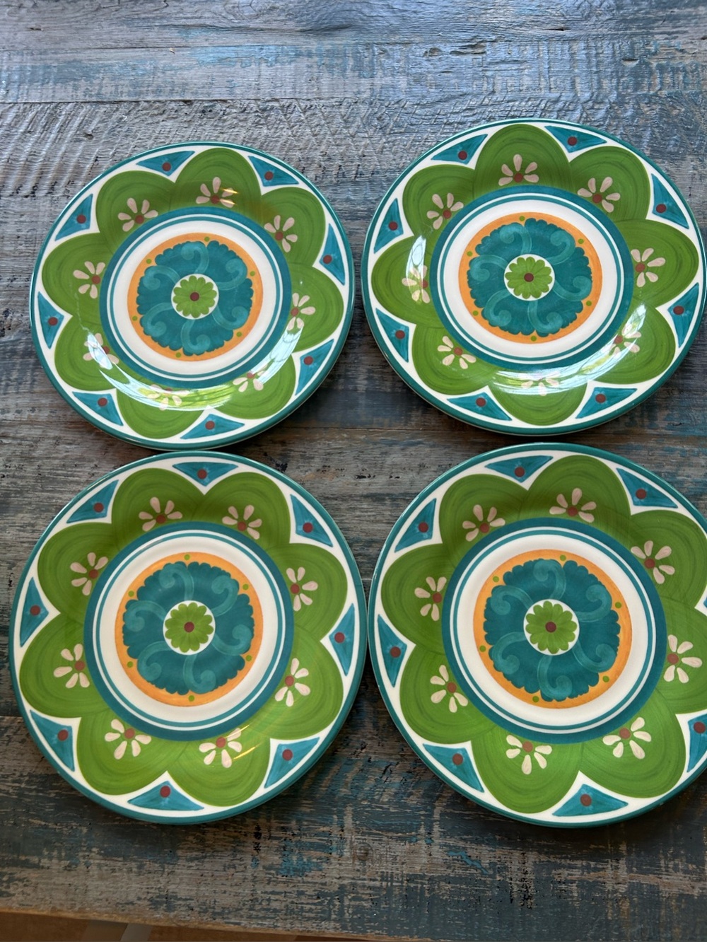 Target Green and Teal Floral Melamine Plates 10.5” Set of 4